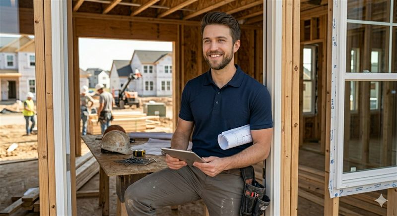 Bowen Higgins, Senior Acquisitions Manager at Keyheart, at a renovation job site